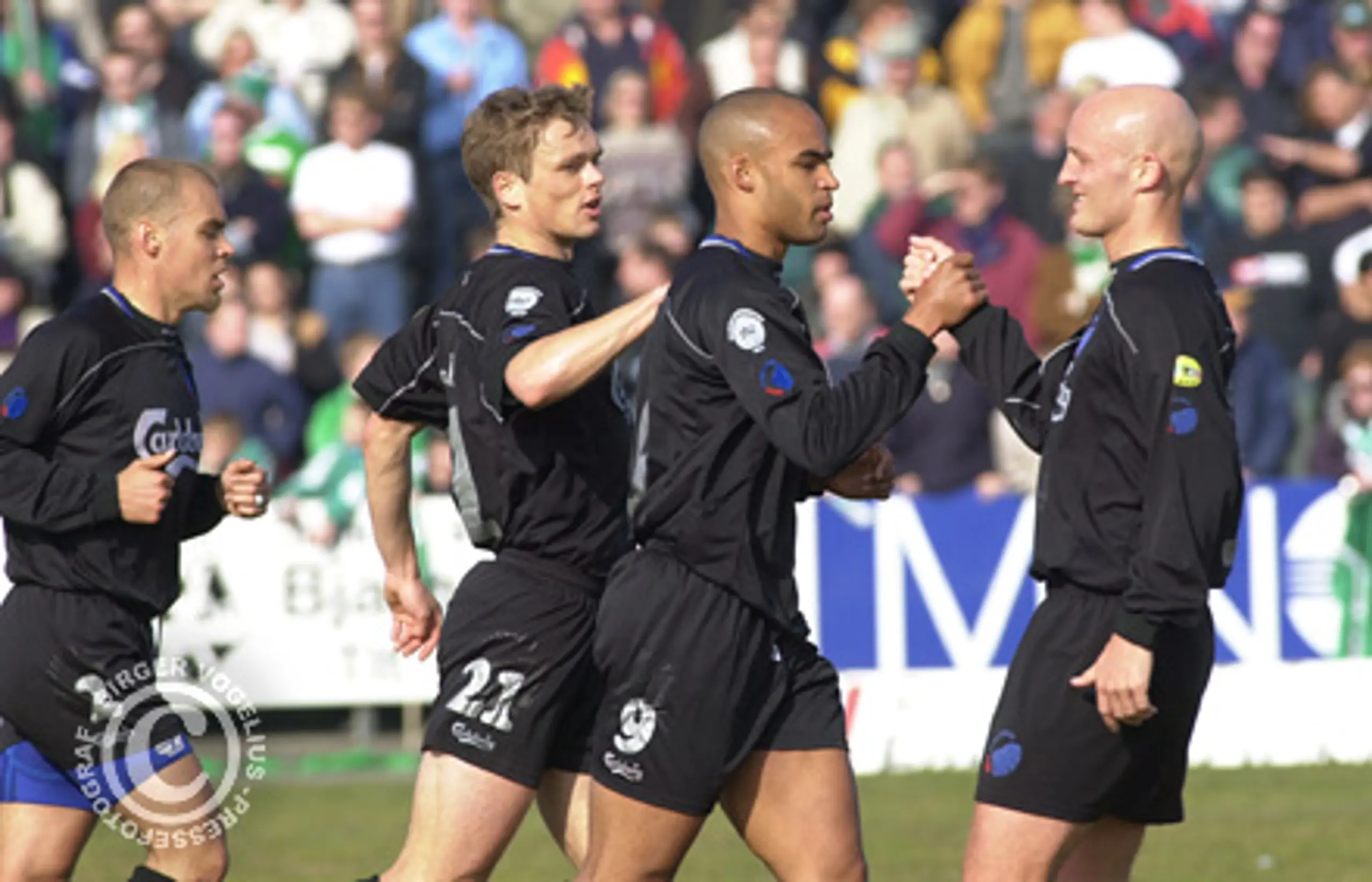 Tomas Antonelius, Morten Bisgaard, Thomas Røll og Peter Christiansen i pokalkampen i 2002.